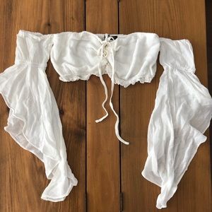 White Off-Shoulder Crop Top - Nasty Gal